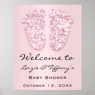 Welcome Baby Feet Babydusche New Girl Pink Poster