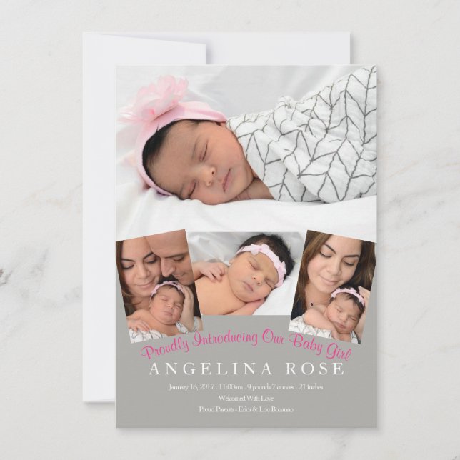 Welcome Baby Girl Ankündigung (Vorderseite)