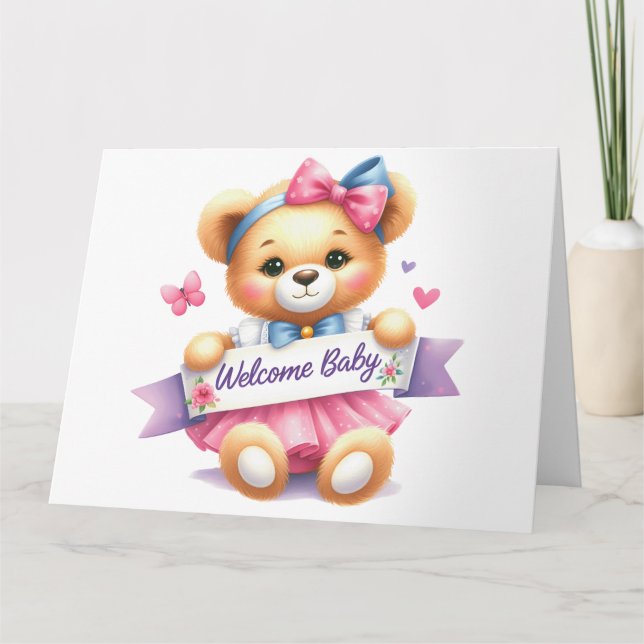 Welcome Baby Girl Card Karte (Vorderseite)