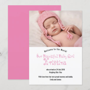 Welcome Baby Girl Foto Announccard Einladung