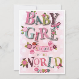 Welcome Baby Girl, geboortekaart Feiertagskarte