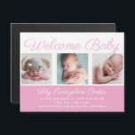 Welcome Baby Girl Neugeborenes Foto Pink Magnet<br><div class="desc">Willkommen,  Baby. Ein hübscher,  rosa Baby Girl Geburtsankündigung Magnet mit wunderschöner kursiver Typografie über Ihrer lieblichen Fotocollage für Neugeborene.</div>