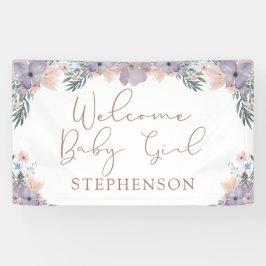 Welcome Baby Girl Watercolor Personalisiert Banner