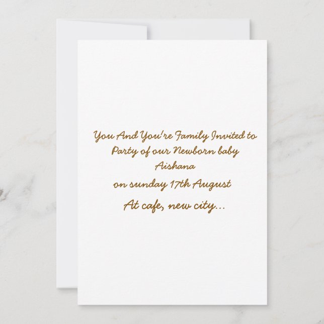 Welcome Baby Invitation Card Soft Pastel Baby Einladung (Rückseite)