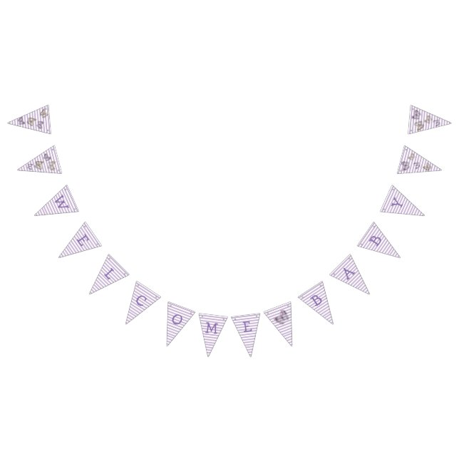 Welcome Baby Lila Gold Butterfly Flag Banner (Alle)