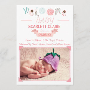 Welcome Baby mit Foto - Geburtsankündigung Ankündigung