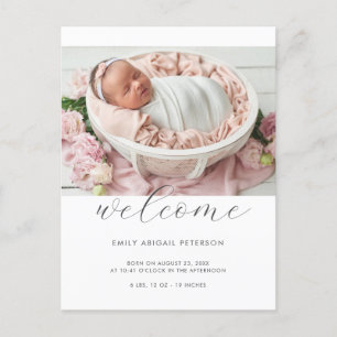 Welcome Baby Modern Chic Foto Geburtserklärung Postkarte