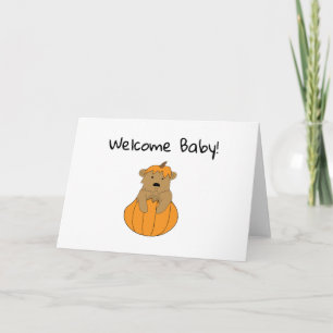 Welcome Baby Pumpkin Bear Karte