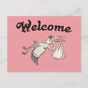 welcome Baby Rose Ankündigungspostkarte