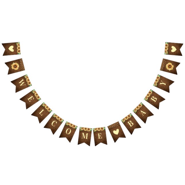 Welcome Baby Rustic Sonnenblumen Herbstdusche Spri Wimpelkette (Alle)