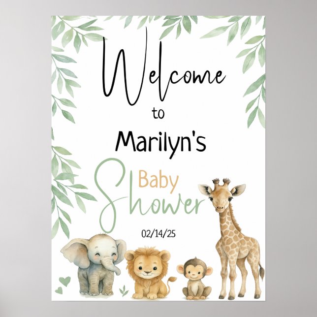 Welcome Baby Shower Baby Animals Poster (Vorne)