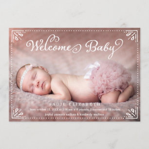 Welcome Baby Sweetly Gerahmt Birth Ankündigung