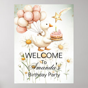 Welcome Baby White Goes Geburtstagsparty Niedlich Poster