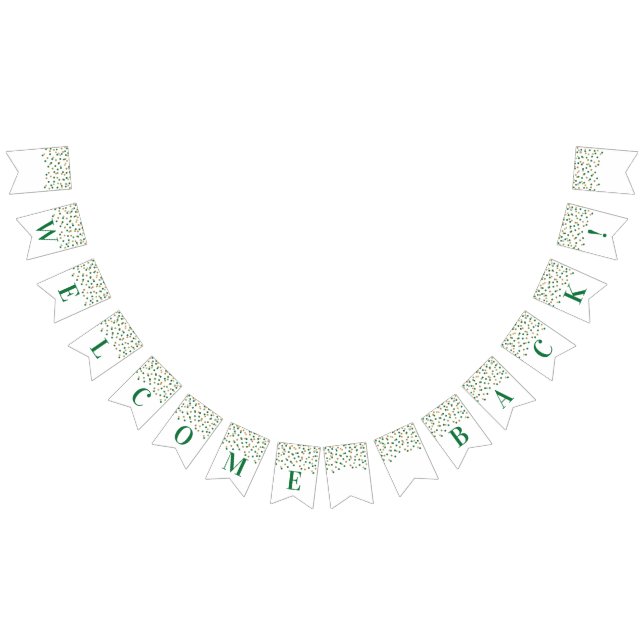 Welcome Back Banner Green Gold Confetti (Alle)