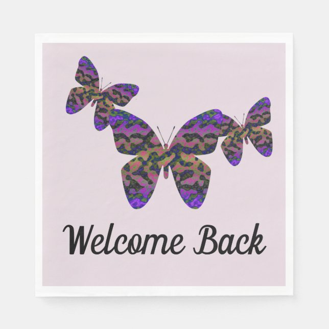 Welcome Back Bright Butterflies Business Mitarbeit Serviette (Vorderseite)