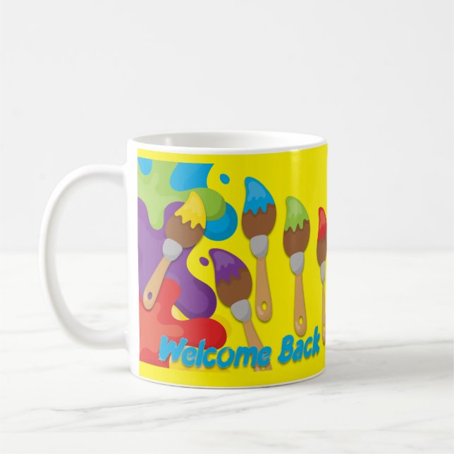 Welcome Back Paintbrushes Primary Colors  Kaffeetasse (Links)