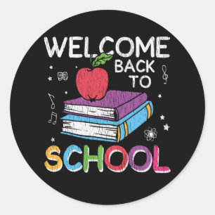 Welcome Back School First Grade Lehrer Kinder Crew Runder Aufkleber