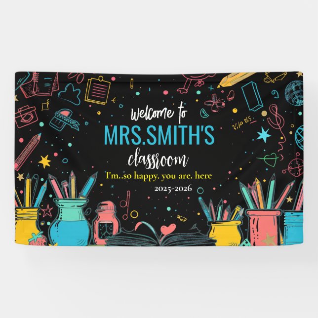 Welcome Back to School Colorful First Day  Banner (Horizontal)