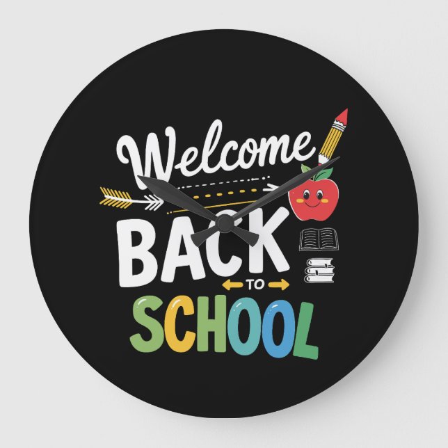 Welcome Back To School First Day of School Teacher Große Wanduhr (Vorderseite)