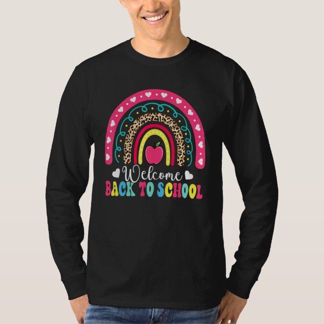 Welcome Back To School Leopard Rainbow Teacher Stu T-Shirt (Vorderseite)