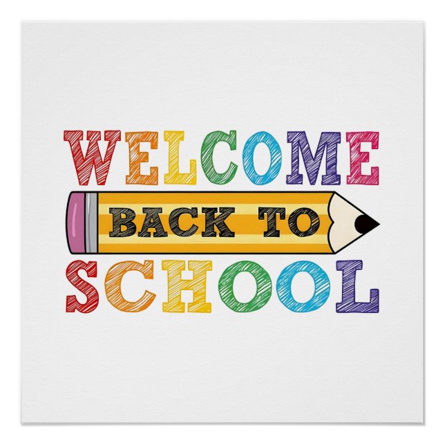 Welcome Back to School – Pencil Illustration Poster (Vorderseite)