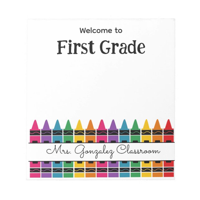 Welcome Back to School Rainbow Crayon  Notizblock (Vorderseite)