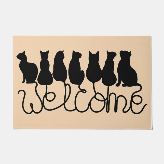 Welcome Balck Cats Mat, Coole Tiermatte Fußmatte (Vorderseite)
