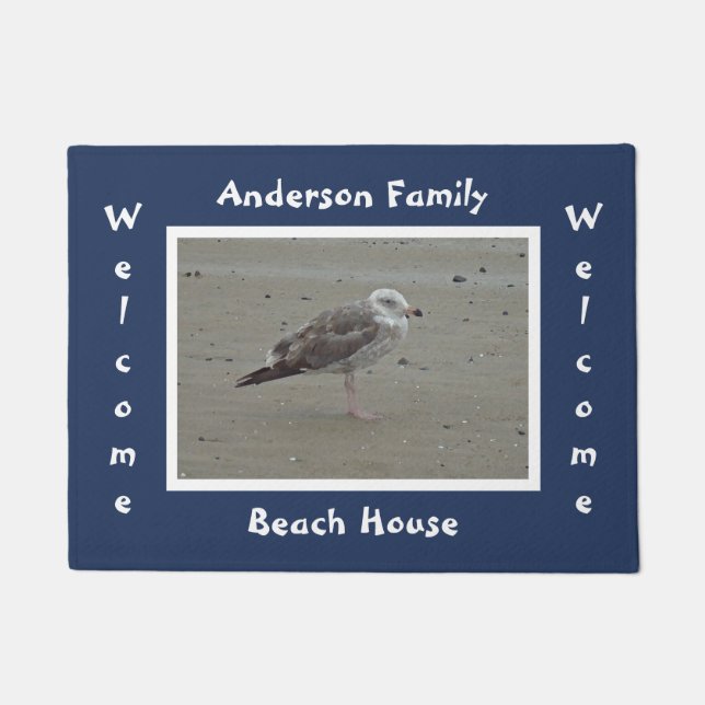 Welcome Beach House Artistic Seagull Ocean Animal Fußmatte (Vorderseite)