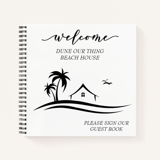 Welcome Beach House STR Rental Guest Book Notizbuch (Vorderseite)
