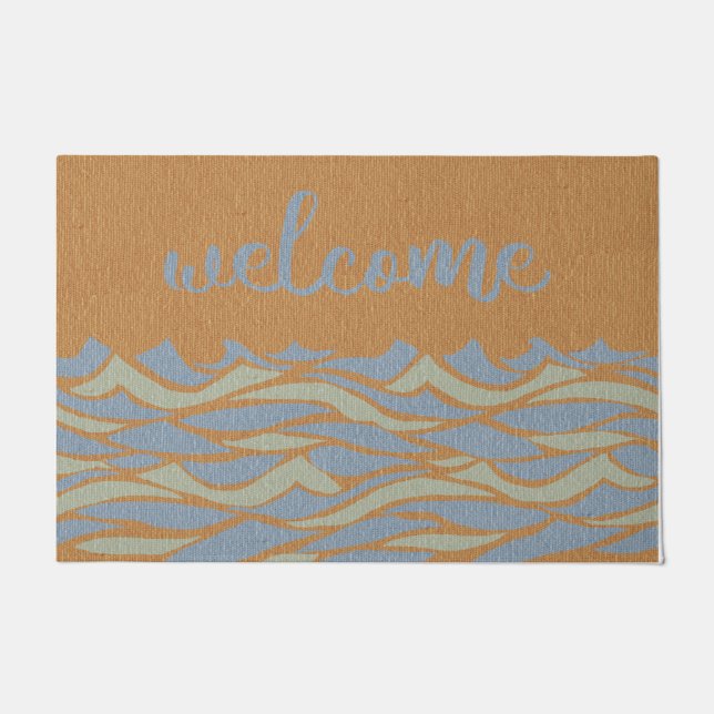 Welcome Beach Rug, Ocean Wave Mat, Personalisiert Fußmatte (Vorderseite)
