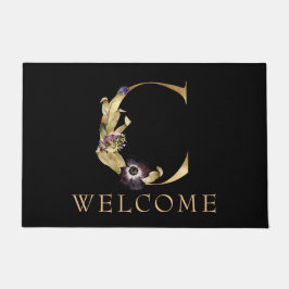 WELCOME Black and Gold Fall Monogram C Doormat Fußmatte