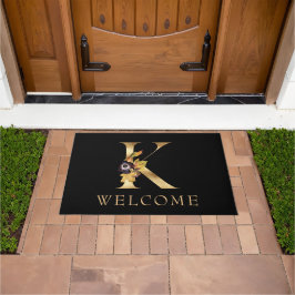 WELCOME Black and Gold Fall Monogram L Doormat Fußmatte