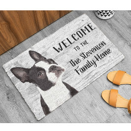 Welcome Boston Terrier Dog Animal Family Name Home Fußmatte