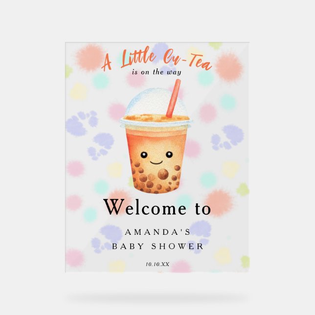  Welcome Bubble Tea Baby shower Welcome Acrylschild (Vorderseite)