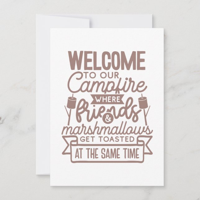 Welcome Campfire Friends Marshmallows Camping Ankündigung (Vorderseite)