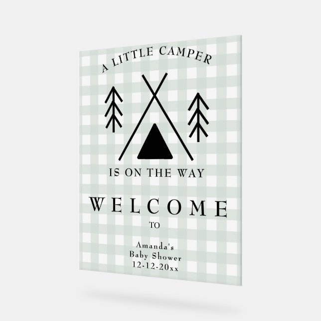 Welcome Camping Baby Dusche Acrylschild (Winkel)