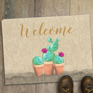 WELCOME Casita Wasserfarbe Südwestliche Blume Kakt Fußmatte