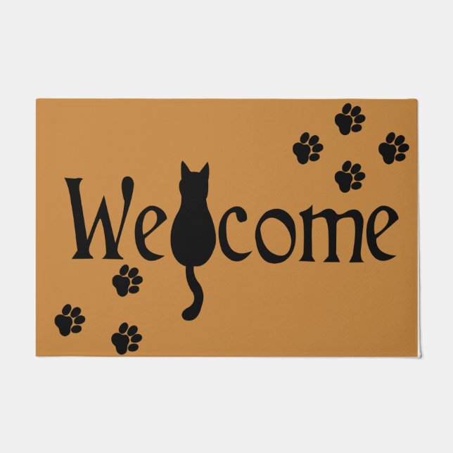 Welcome Cat , Niedlich Black Cat Paws Doormat Fußmatte (Vorderseite)