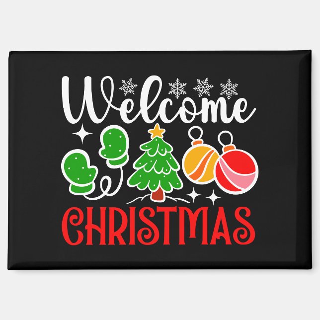 Welcome Christmas Tree And Ornaments-23758 Magnet (Vorderseite)