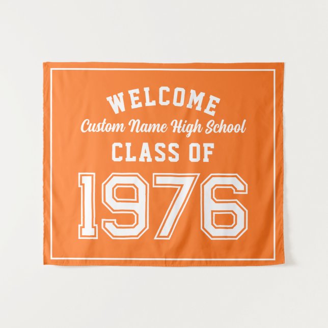 Welcome Class of 1976, Orange Reunion Party Decor Wandteppich (Vorderseite (Horizontal))