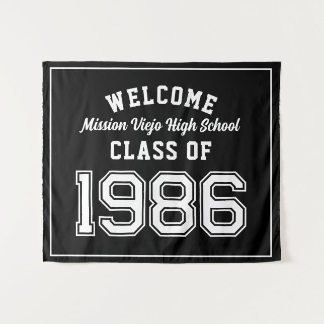Welcome Class of 1986, Black Reunion Party Decor Wandteppich (Vorderseite (Horizontal))