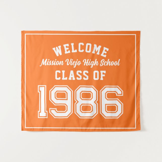 Welcome Class of 1986, Orange Reunion Party Decor Wandteppich (Vorderseite (Horizontal))