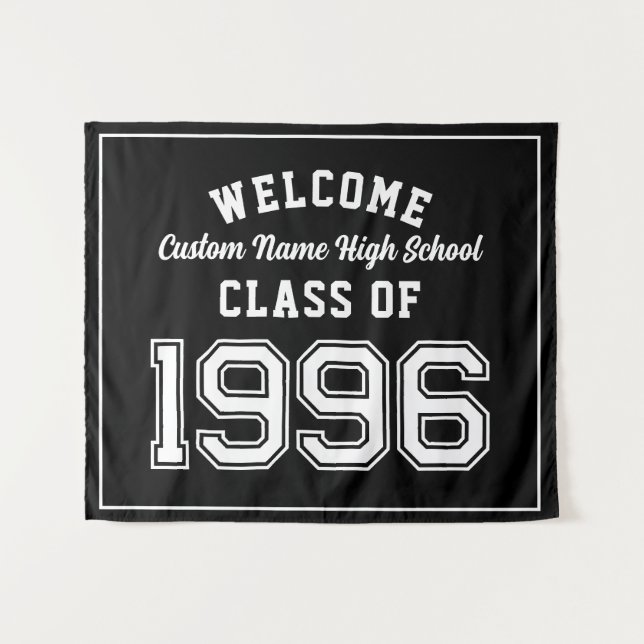 Welcome Class of 1996, Black Reunion Party Decor Wandteppich (Vorderseite (Horizontal))