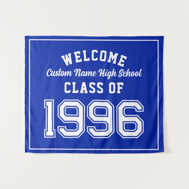 Welcome Class of 1996, Blue Reunion Party Decor Wandteppich (Vorderseite (Horizontal))