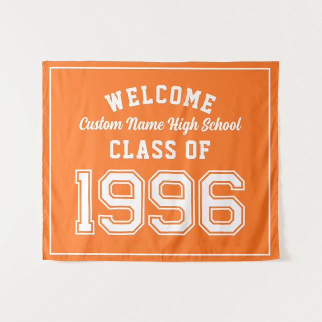 Welcome Class of 1996, Orange Reunion Party Decor Wandteppich (Vorderseite (Horizontal))