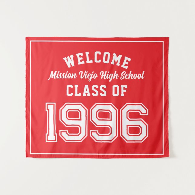 Welcome Class of 1996, Red Reunion Party Decor Tap Wandteppich (Vorderseite (Horizontal))
