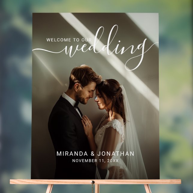 'Welcome' Custom Foto Wedding Foam Board Acrylschild (Neutral)