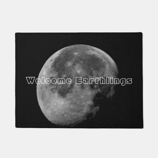 Welcome Earthlings Moon Doormat Fußmatte (Vorderseite)