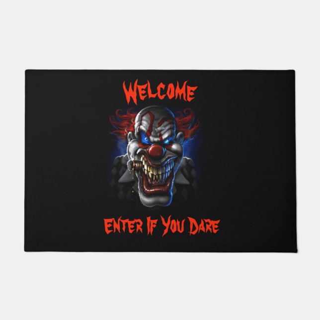 Welcome Evil Blue Mit Augen Clown Fußmatte (Vorderseite)