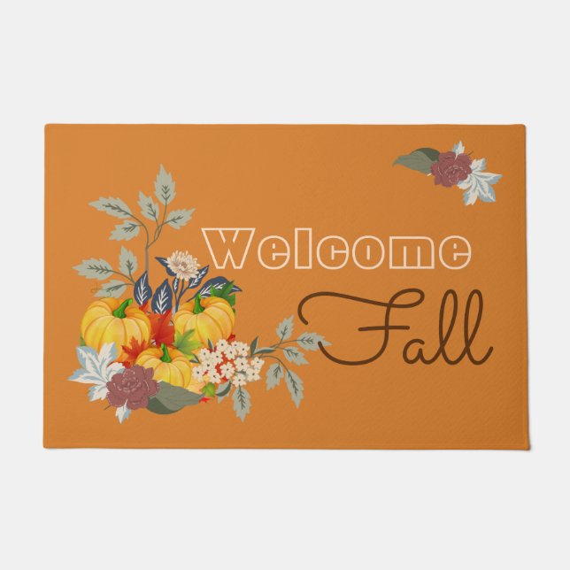 Welcome Fall Floral Design Fußmatte (Vorderseite)